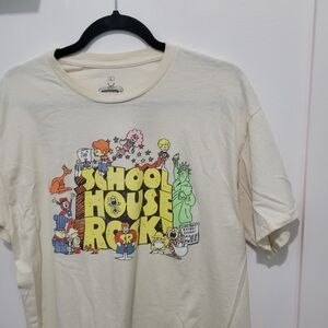 SCHOOL HOUSE ROCKS THROWBACK TEE CREWNECK BEIGE SIZE LARGE